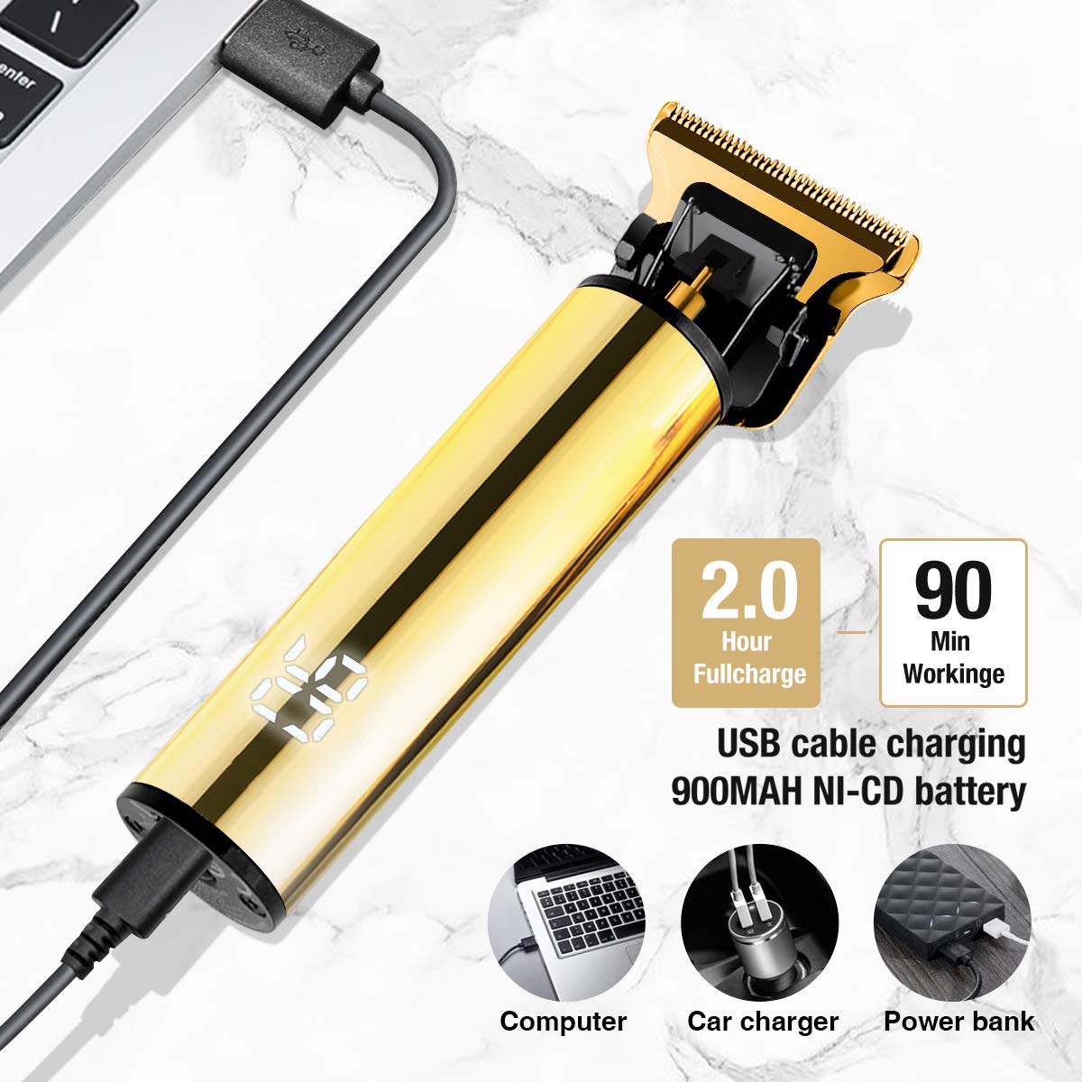 Edelstahlschnurloser USB-Wiederaufladbarer T-Blade-Haarschneider